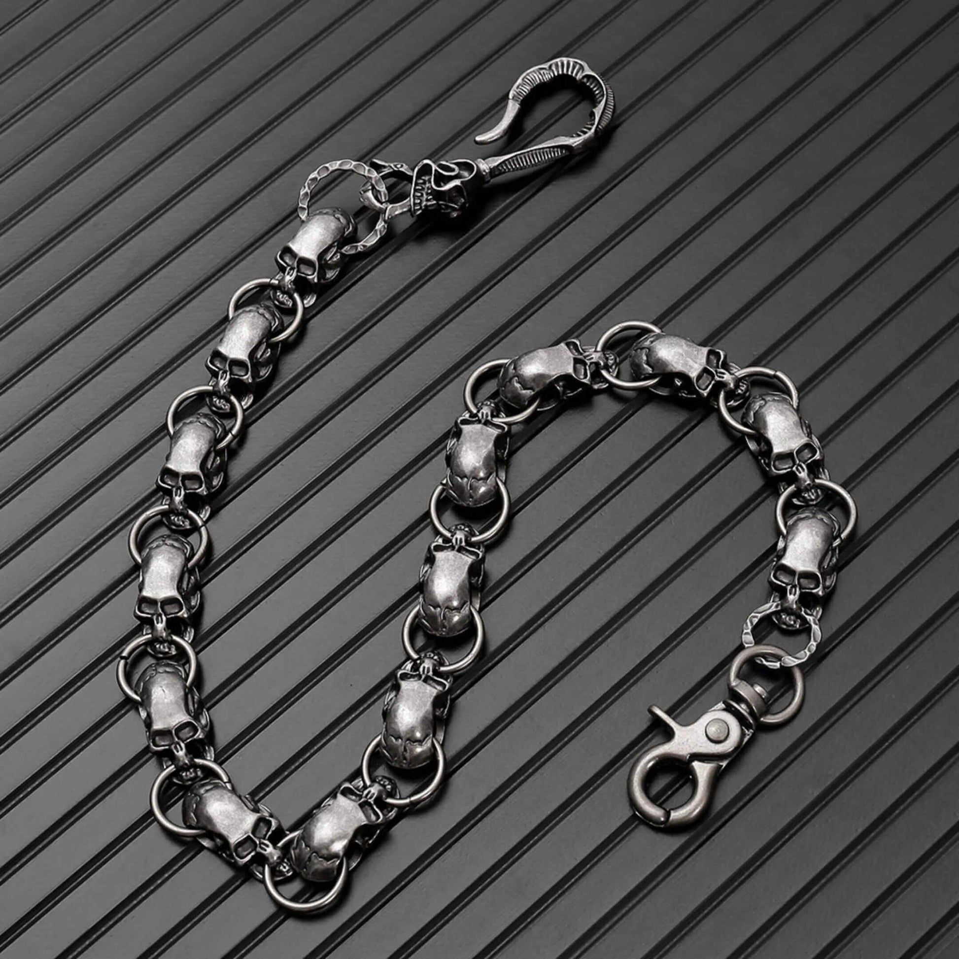 VANTOR SKULL - Antique Steel 14mm Titanium Steel Skull Heavy Biker Chain for Jeans with Lobster Clasps for Men & Boys - 22 inch — Biker Fashion for Men | THE MEN THING