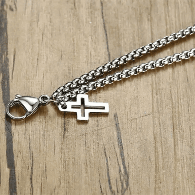 VECTRO NEXUS -  Pure Stainless Steel Double Chain Cross Hollow Bracelet 8 inch with Lobster Claw Buckle for Men & Boy. - THE MEN THING