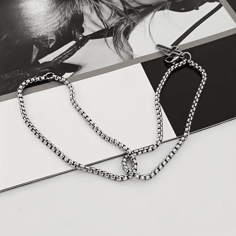 VECTRO NEXUS -  Pure Stainless Steel Double Chain Cross Hollow Bracelet 8 inch with Lobster Claw Buckle for Men & Boy. - THE MEN THING