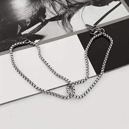 VECTRO NEXUS -  Pure Stainless Steel Double Chain Cross Hollow Bracelet 8 inch with Lobster Claw Buckle for Men & Boy. - THE MEN THING