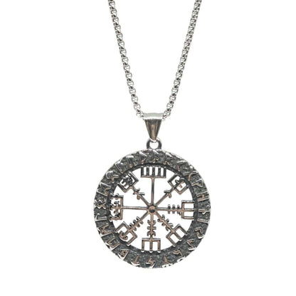 VEGVISIR SHIELD - 40mm Titanium Steel Pendant with 24inch Round Box 5mm Chain for Men & Boys - THE MEN THING