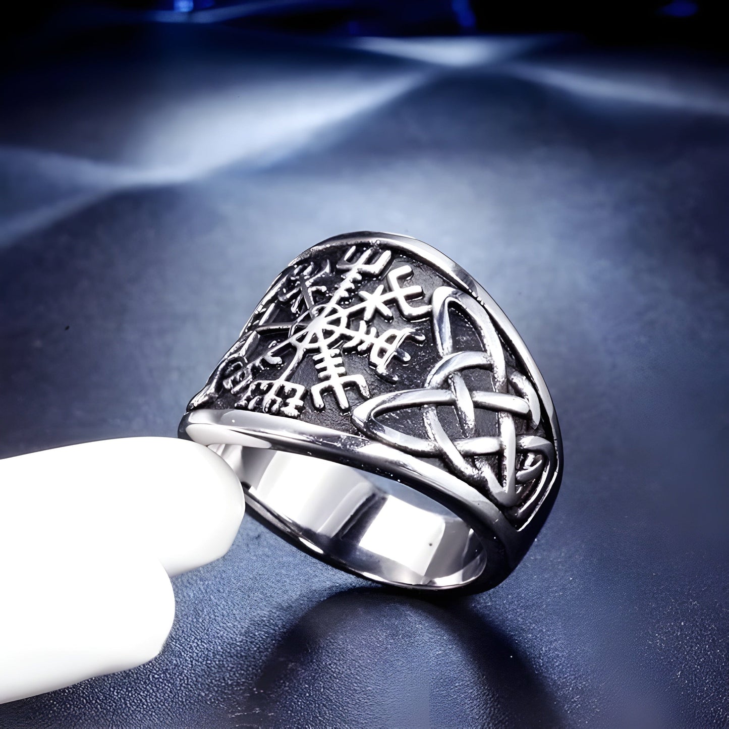 VEGVISIR VARG - Pure Stainless Steel Men’s Steel-Plated Ring – Statement Luxury Jewelry (Size : 16-21-26) - THE MEN THING