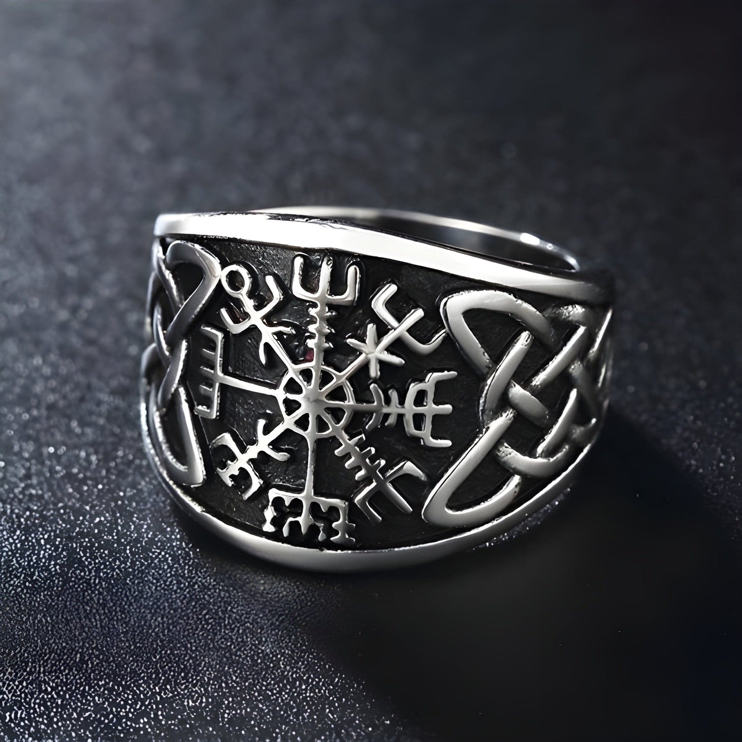 VEGVISIR VARG - Pure Stainless Steel Men’s Steel-Plated Ring – Statement Luxury Jewelry (Size : 16-21-26) - THE MEN THING