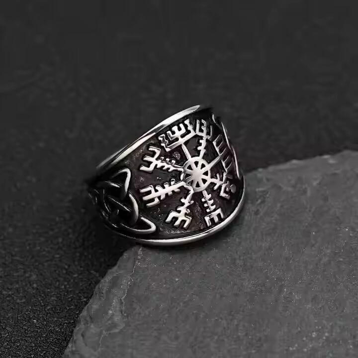 VEGVISIR VARG - Pure Stainless Steel Men’s Steel-Plated Ring – Statement Luxury Jewelry (Size : 16-21-26) - THE MEN THING