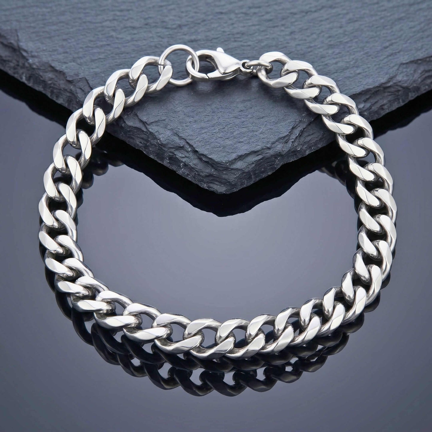 VELOC CURB - 8mm Titanium Steel Bracelet with Lobster Clasp for Men & Boy 8 inch — Steel Bracelets for Men | THE MEN THING