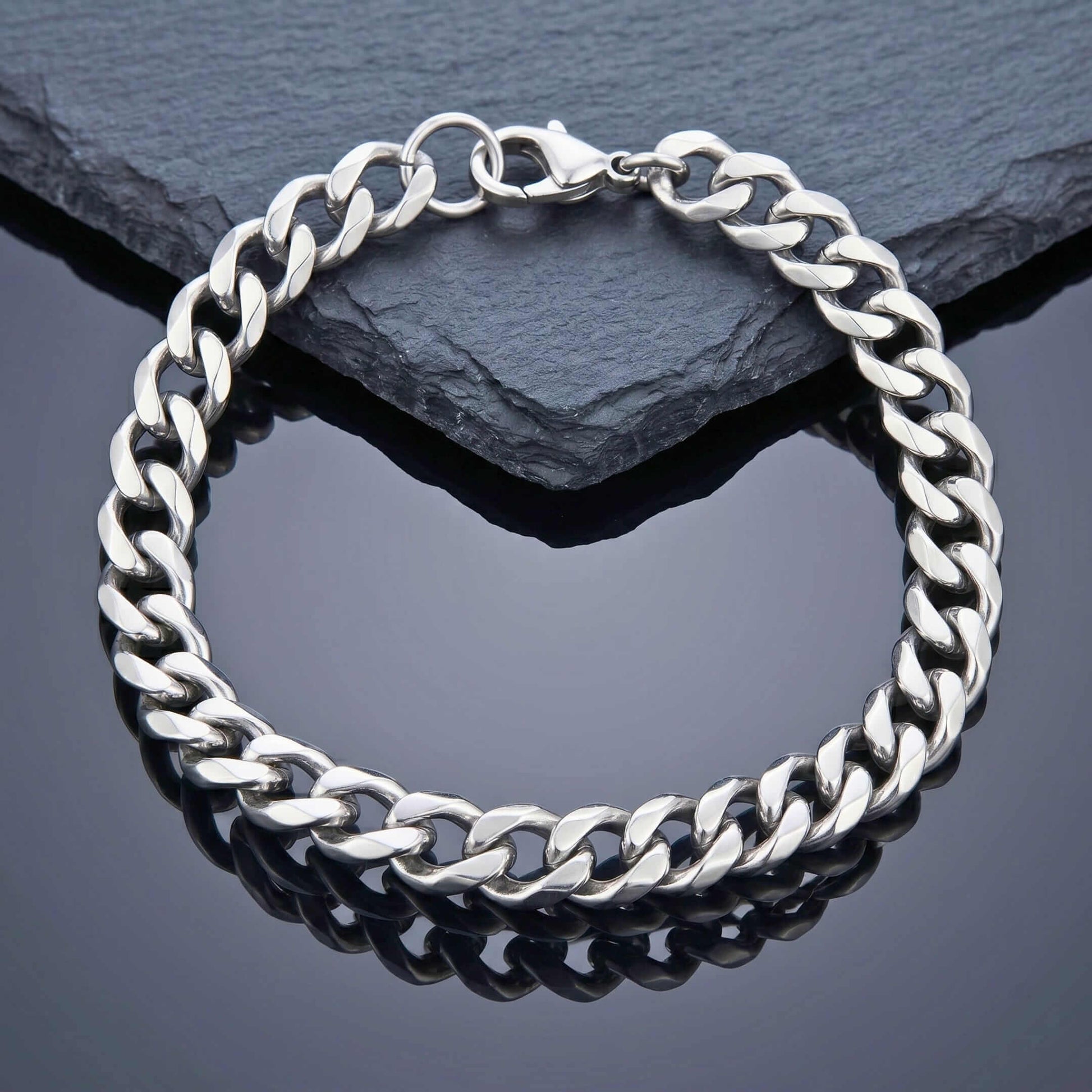 VELOC CURB - 8mm Titanium Steel Bracelet with Lobster Clasp for Men & Boy 8 inch — Steel Bracelets for Men | THE MEN THING