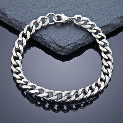 VELOC CURB - 8mm Titanium Steel Bracelet with Lobster Clasp for Men & Boy 8 inch — Steel Bracelets for Men | THE MEN THING