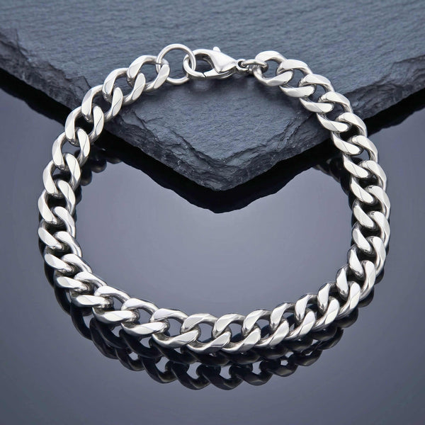 VELOC CURB - 8mm Titanium Steel Bracelet with Lobster Clasp for Men & Boy 8 inch