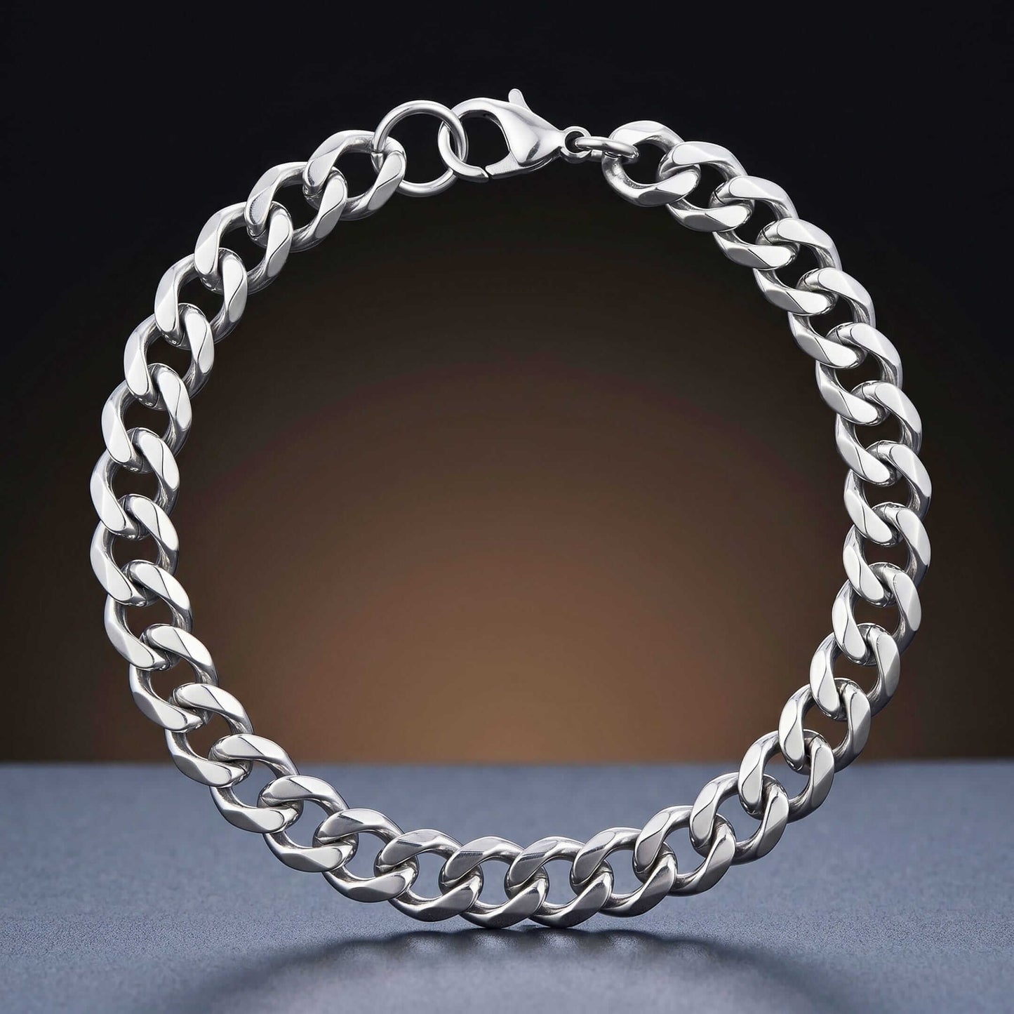 VELOC CURB - 8mm Titanium Steel Bracelet with Lobster Clasp for Men & Boy 8 inch — Steel Bracelets for Men | THE MEN THING