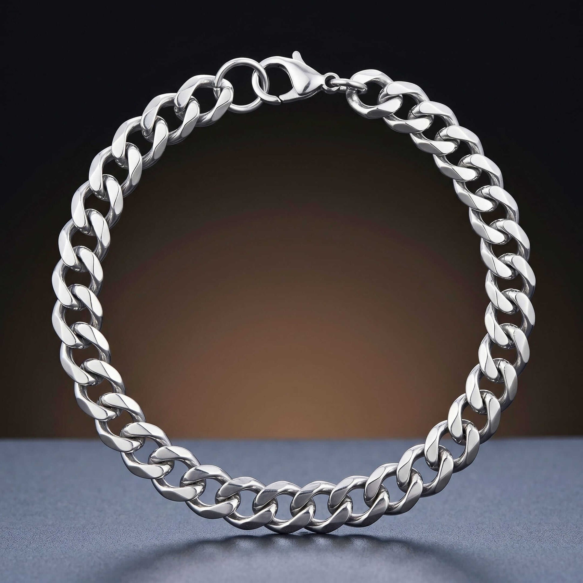 VELOC CURB - 8mm Titanium Steel Bracelet with Lobster Clasp for Men & Boy 8 inch — Steel Bracelets for Men | THE MEN THING