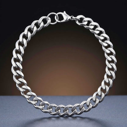 VELOC CURB - 8mm Titanium Steel Bracelet with Lobster Clasp for Men & Boy 8 inch — Steel Bracelets for Men | THE MEN THING