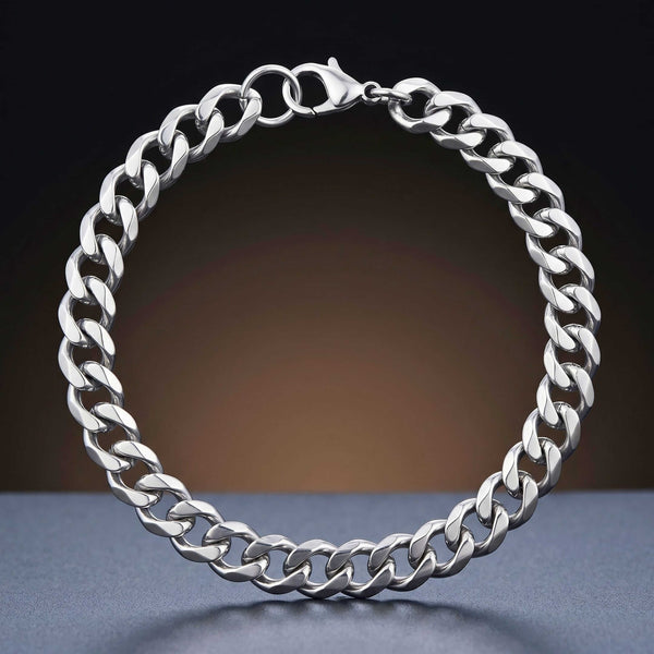 VELOC CURB - 8mm Titanium Steel Bracelet with Lobster Clasp for Men & Boy 8 inch