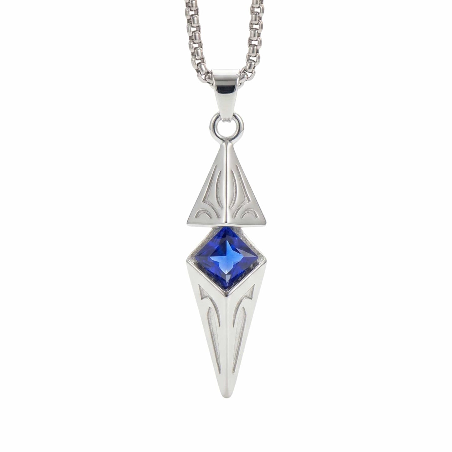VELTRIX AZURE - 10mm Titanium Steel Pendant with 23inch Round Box 4mm Chain for Men & Boys — SS Pendant/ Necklace for Men | THE MEN THING