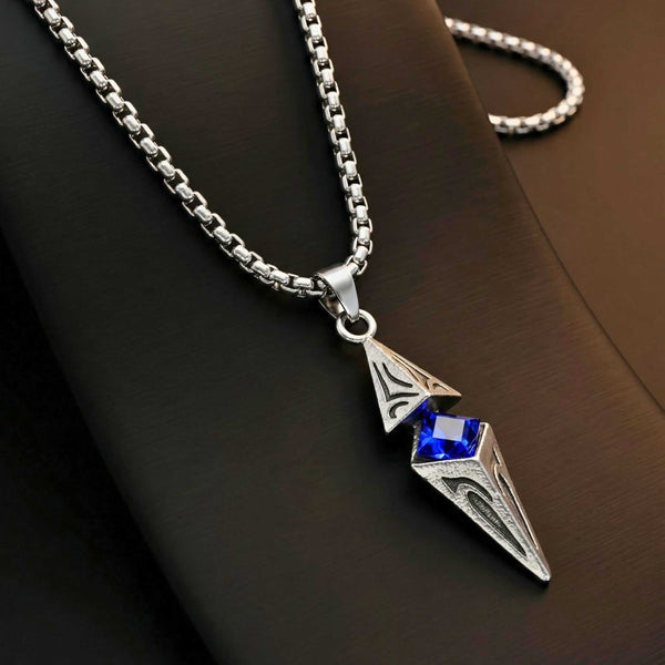 VELTRIX AZURE - 10mm Titanium Steel Pendant with 23inch Round Box 4mm Chain for Men & Boys