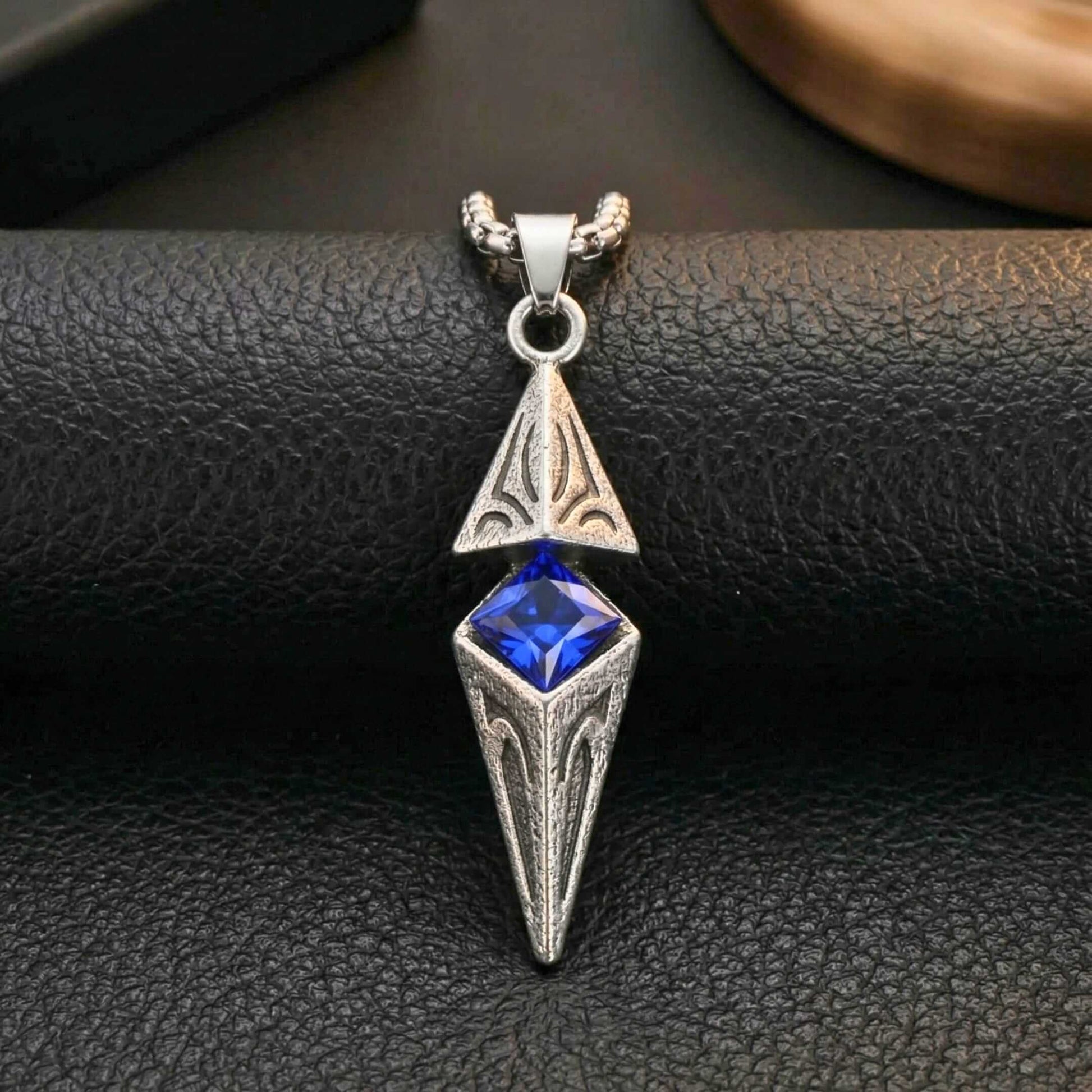 VELTRIX AZURE - 10mm Titanium Steel Pendant with 23inch Round Box 4mm Chain for Men & Boys — SS Pendant/ Necklace for Men | THE MEN THING