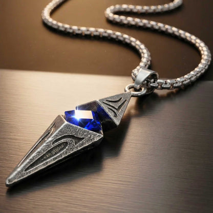 VELTRIX AZURE - 10mm Titanium Steel Pendant with 23inch Round Box 4mm Chain for Men & Boys — SS Pendant/ Necklace for Men | THE MEN THING