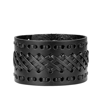 VERTEX STRAP BLACK - Genuine Braided Leather Bracelet Set for Men & Boys (8 inch) - THE MEN THING