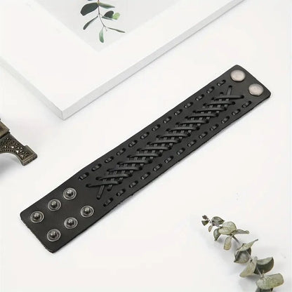 VERTEX STRAP BLACK - Genuine Braided Leather Bracelet Set for Men & Boys (8 inch) - THE MEN THING