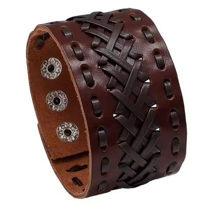 VERTEX STRAP BROWN - Genuine Braided Leather Bracelet Set for Men & Boys (8 inch) - THE MEN THING