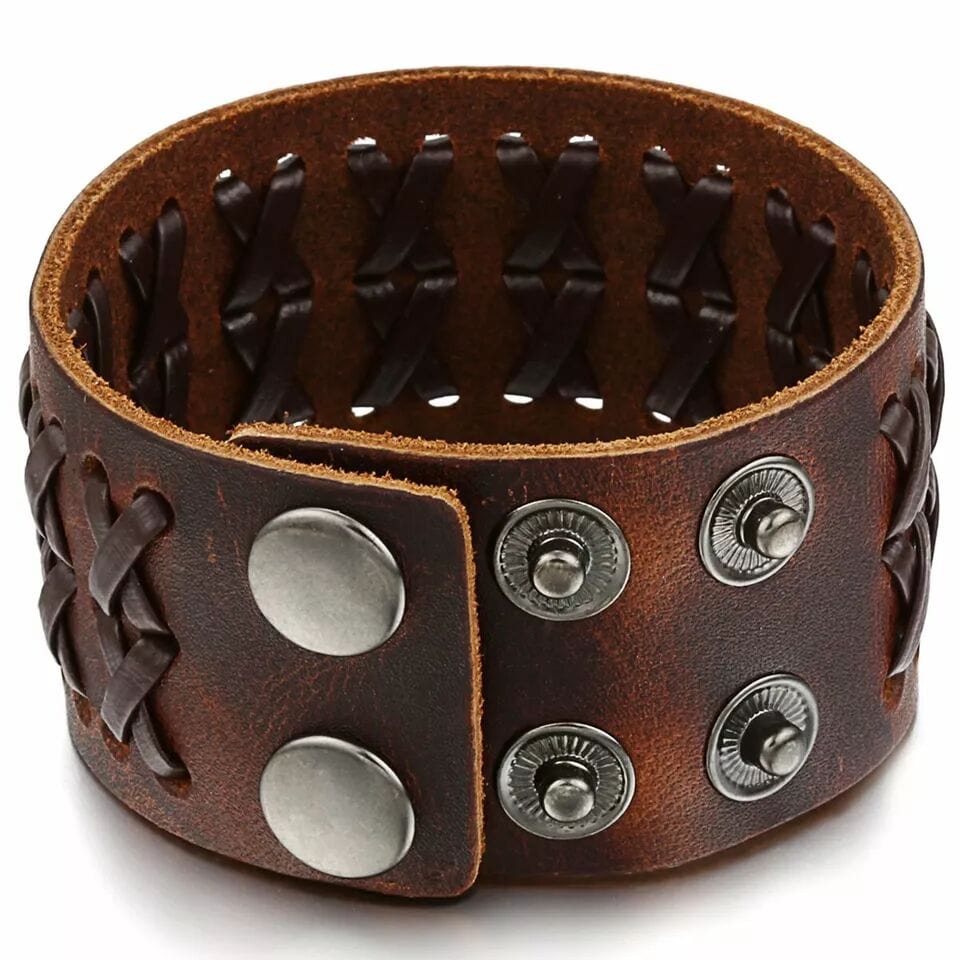 VERTEX STRAP BROWN - Genuine Braided Leather Bracelet Set for Men & Boys (8 inch) - THE MEN THING