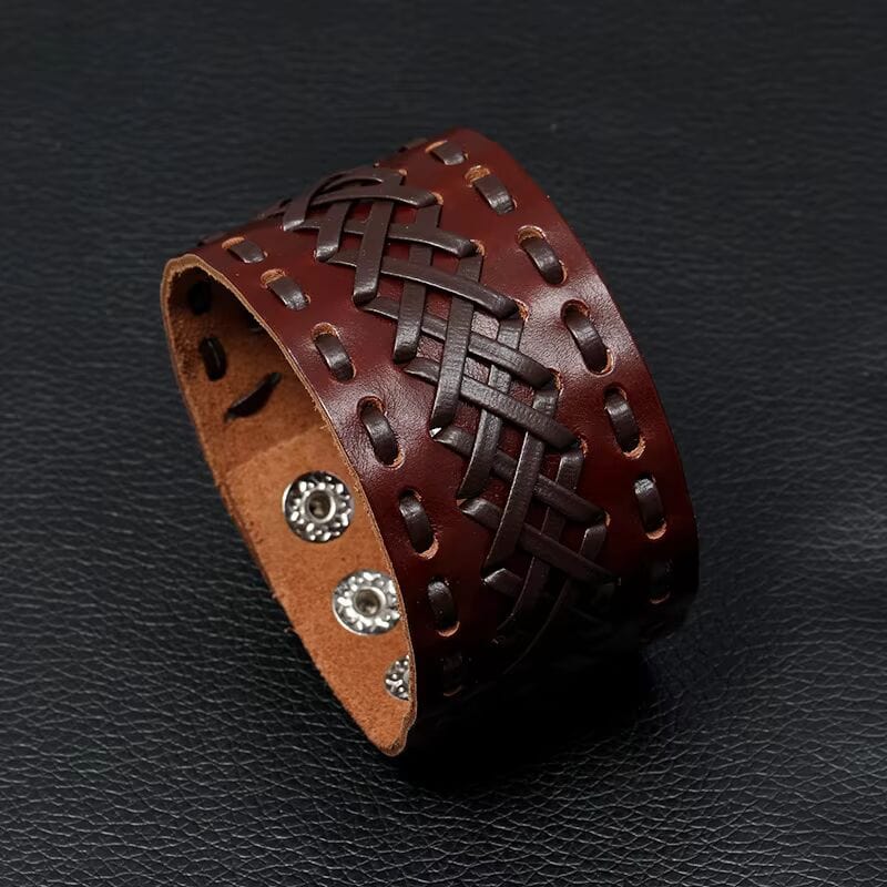 VERTEX STRAP BROWN - Genuine Braided Leather Bracelet Set for Men & Boys (8 inch) - THE MEN THING