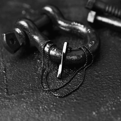 VERTICAL TWIST -  Alloy Black Twisted  Bar Pendant with 24inch Black Round Box Chain, European trending Style for Men & Boys - THE MEN THING