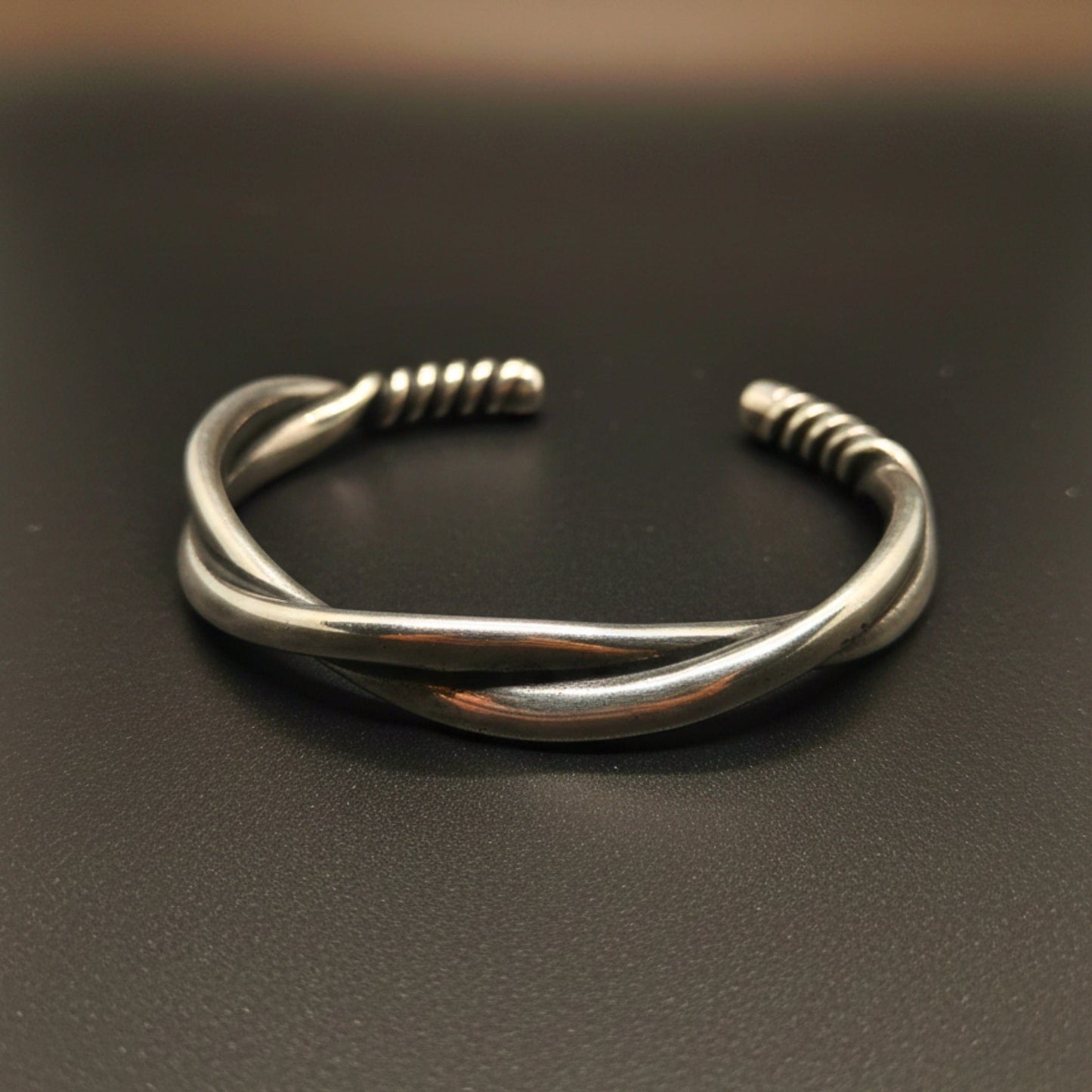 VERVE TWISTED - Open Bangle Bracelet (Adjustable) - 12mm Stainless Steel for Men & Boys - THE MEN THING