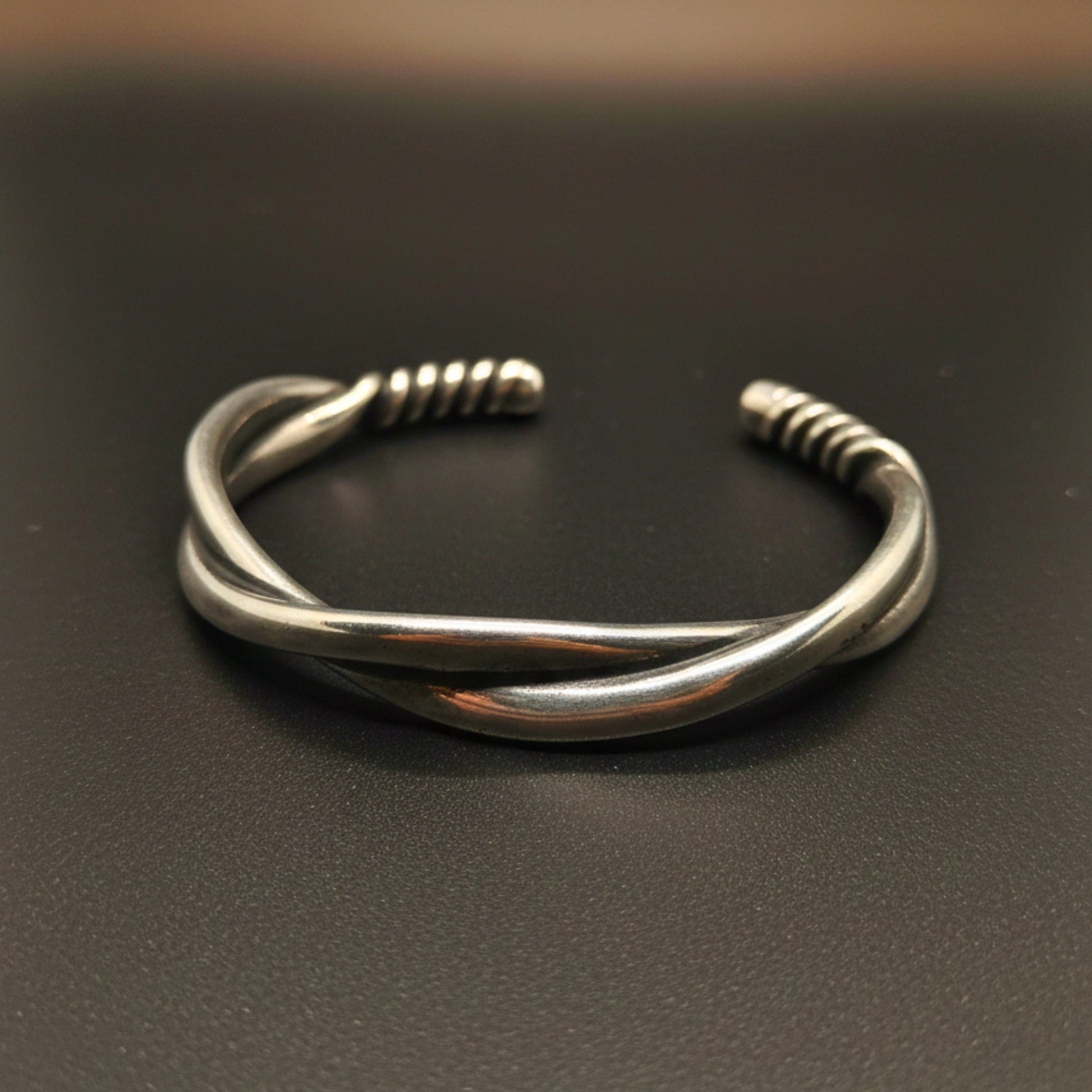 VERVE TWISTED - Open Bangle Bracelet (Adjustable) - 12mm Stainless Steel for Men & Boys - THE MEN THING