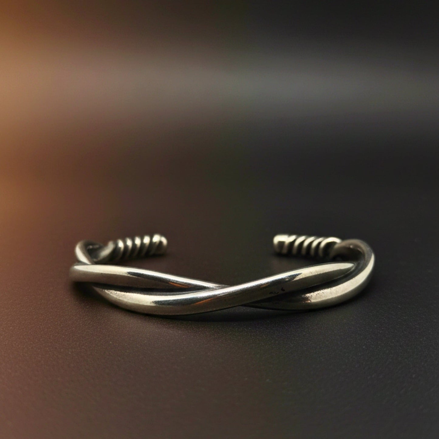 VERVE TWISTED - Open Bangle Bracelet (Adjustable) - 12mm Stainless Steel for Men & Boys - THE MEN THING