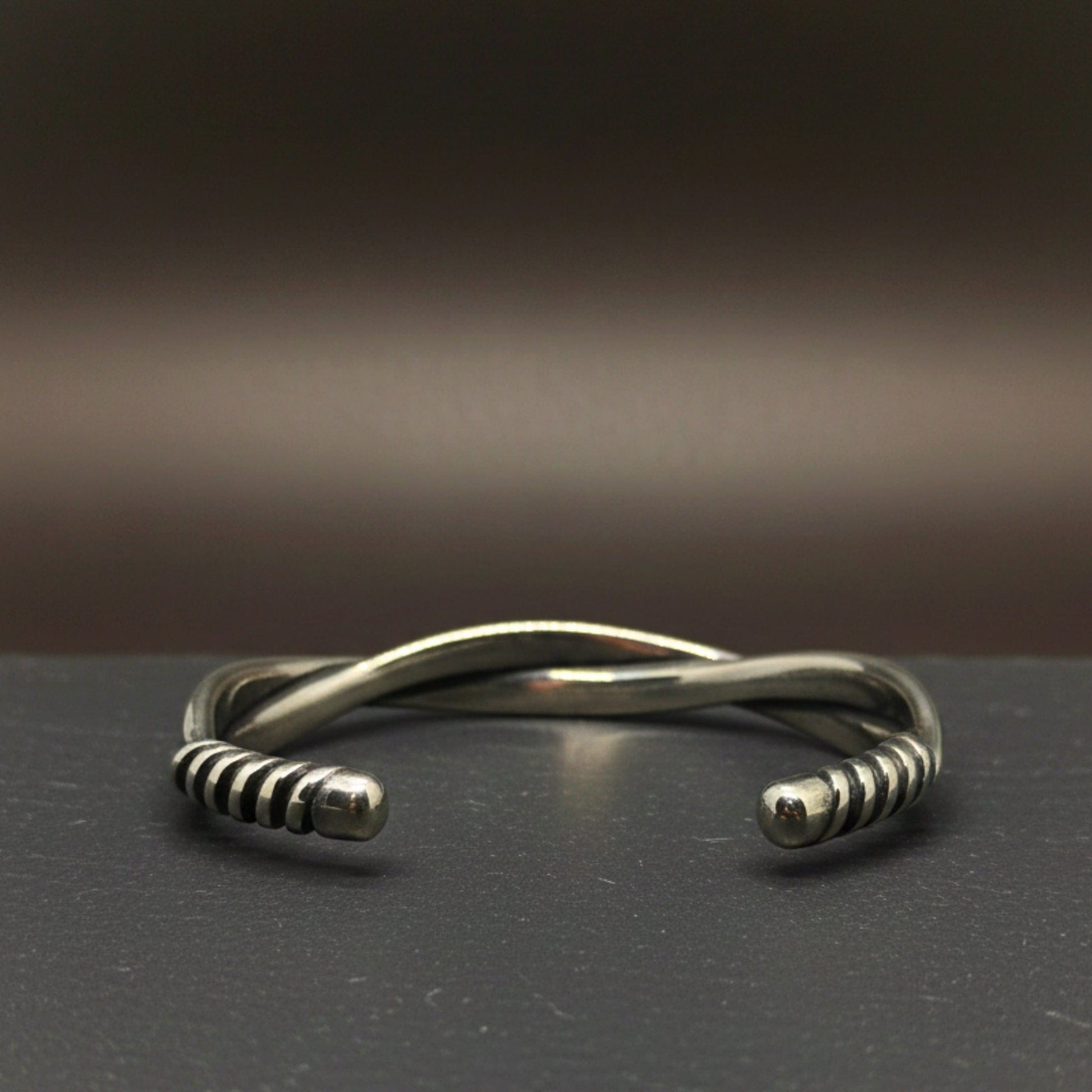 VERVE TWISTED - Open Bangle Bracelet (Adjustable) - 12mm Stainless Steel for Men & Boys - THE MEN THING