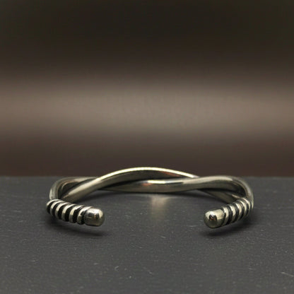 VERVE TWISTED - Open Bangle Bracelet (Adjustable) - 12mm Stainless Steel for Men & Boys - THE MEN THING