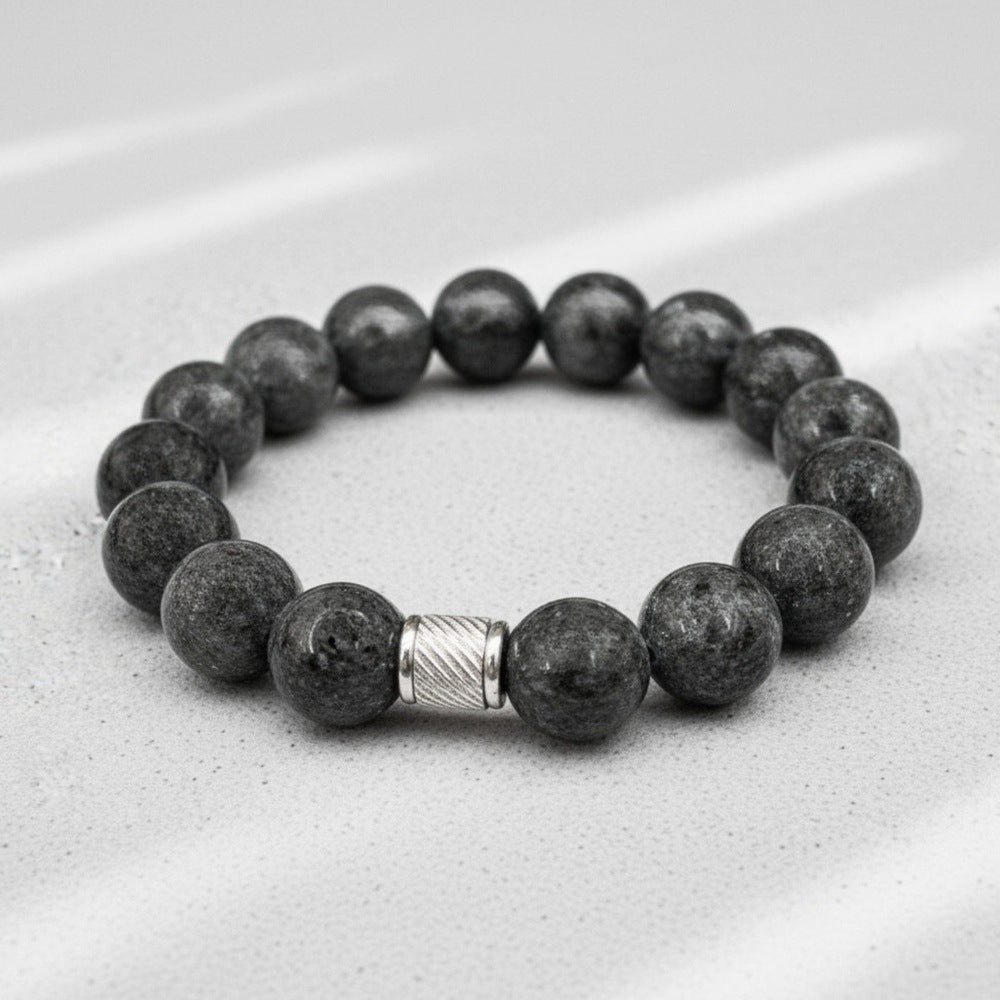 VEYNOR - 12mm Beads Bracelet with Natural Stone - Adjustable Bracelet — Bead Bracelet for Men | THE MEN THING