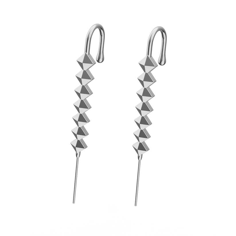 VICTORY BRAID - Pure Titanium Steel Ear Crawler Hook Pin Cuff Earrings for Men & Boys (2 Pcs) - THE MEN THING