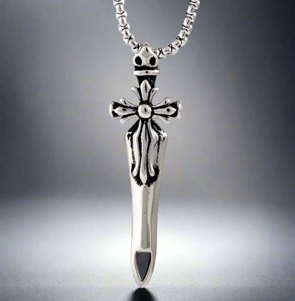 VICTORY SWORD -  Titanium Steel Pendant with 24inch Round Box Chain for Men & Boys - THE MEN THING