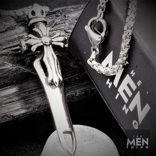 VICTORY SWORD -  Titanium Steel Pendant with 24inch Round Box Chain for Men & Boys