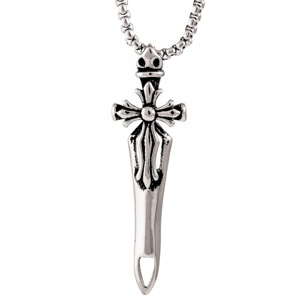 VICTORY SWORD -  Titanium Steel Pendant with 24inch Round Box Chain for Men & Boys