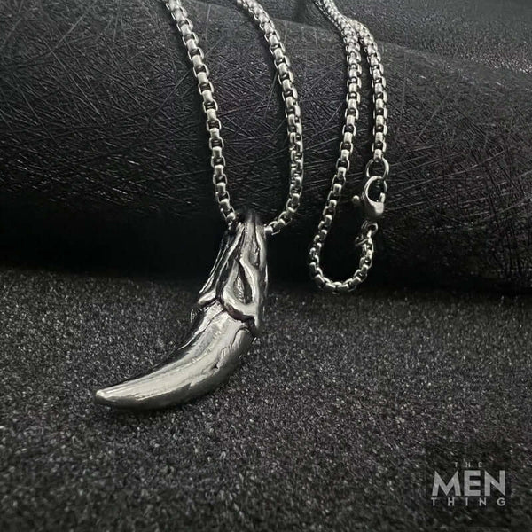 VICTORY TOOTH - Alloy Pendant with Pure Stainless Steel  24inch Round Box Chain, American trending Style for Men & Boy