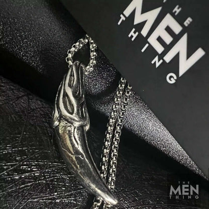 VICTORY TOOTH - Alloy Pendant with Pure Stainless Steel  24inch Round Box Chain, American trending Style for Men & Boy - THE MEN THING