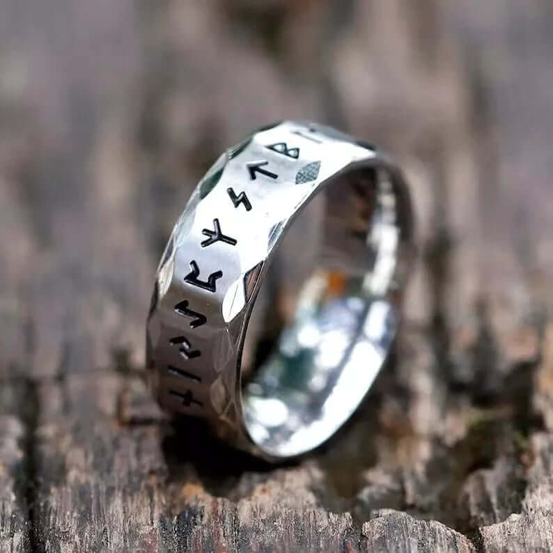 VIKING AMULET NORSE - Silver Toned Ring - Pure Titanium Steel Ring for Men (Size - 17-21- 24) - THE MEN THING