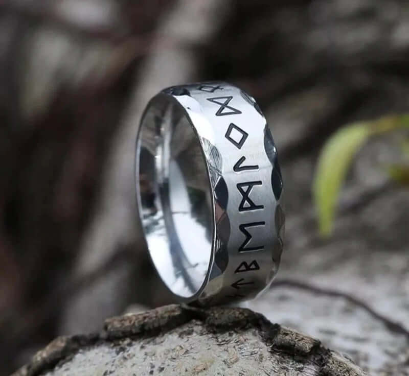 VIKING AMULET NORSE - Silver Toned Ring - Pure Titanium Steel Ring for Men (Size - 17-21- 24) - THE MEN THING