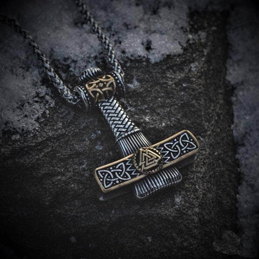 VIKING NORDIC HAMMER GOLD - Pure Titanium Steel Necklace with 24 inch Chain for Men & Boys - THE MEN THING