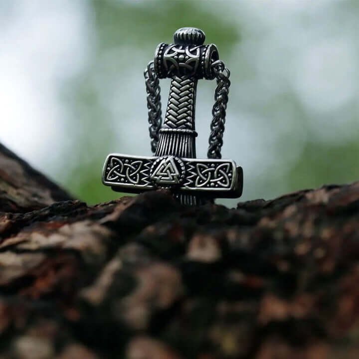 VIKING NORDIC HAMMER SILVER - Pure Titanium Steel Necklace with 24 inch Chain for Men & Boys - THE MEN THING