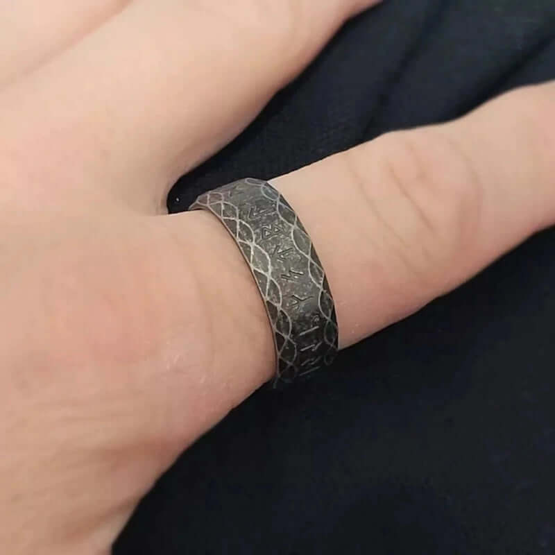 VIKING NORSE AMULET - Black Oxy Ring - Pure Titanium Steel Ring for Men (Size, 17-21- 24) — Rings for Men | THE MEN THING