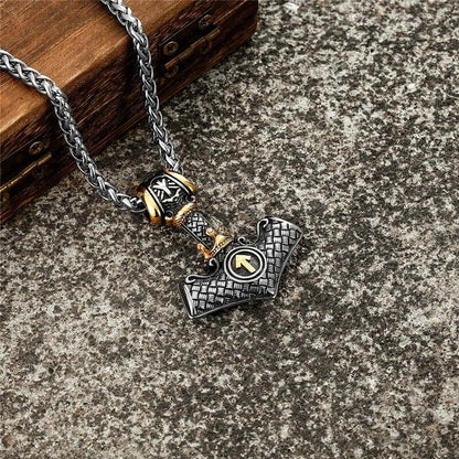 VIKING NORSE MJOLNIR GOLD -- Pure Titanium Steel Necklace with 24 inch Chain for Men & Boys - THE MEN THING