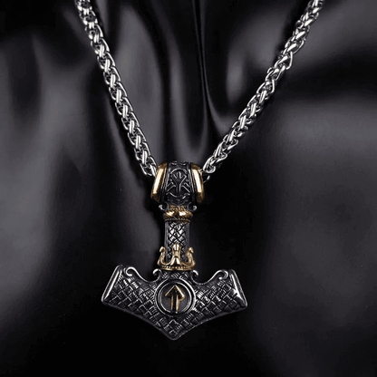 VIKING NORSE MJOLNIR GOLD -- Pure Titanium Steel Necklace with 24 inch Chain for Men & Boys - THE MEN THING