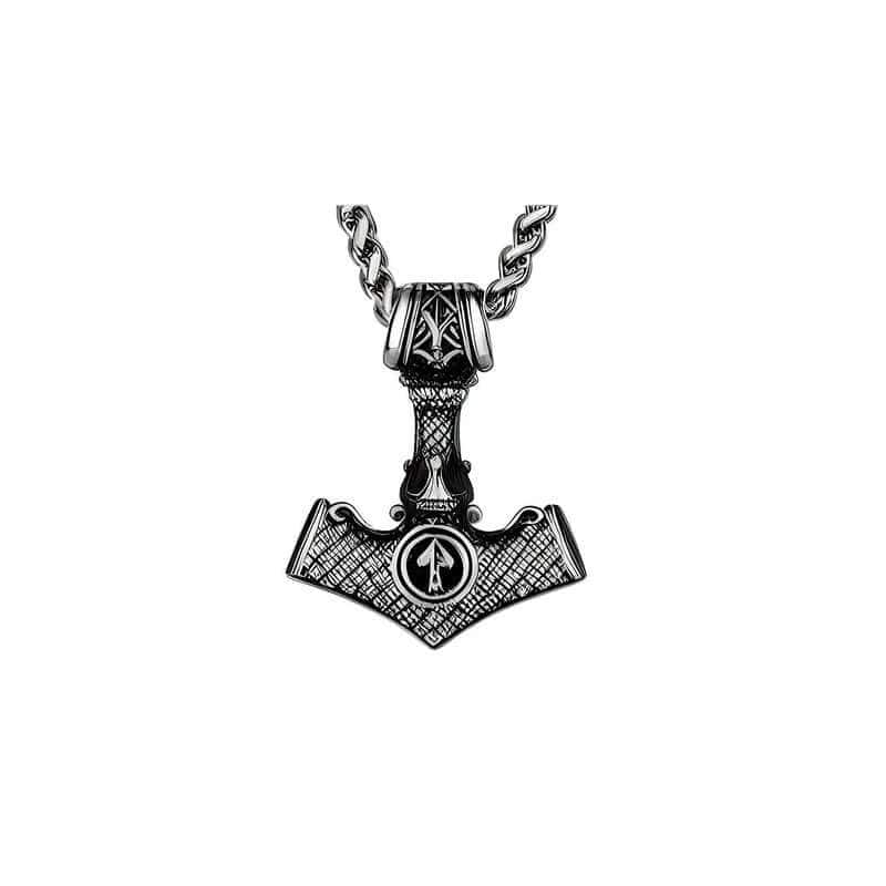 VIKING NORSE MJOLNIR SILVER -- Pure Titanium Steel Necklace with 24 inch Chain for Men & Boys - THE MEN THING