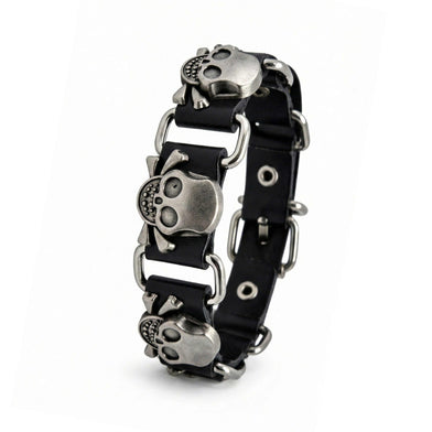 VIKING SKULL - 23 mm Genuine Leather Adjustable Bracelet for Men & Boys (8 to 9 inch)