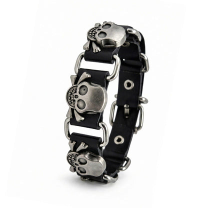 VIKING SKULL - 23 mm Genuine Leather Adjustable Bracelet for Men & Boys (8 to 9 inch) - THE MEN THING