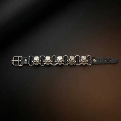VIKING SKULL - 23 mm Genuine Leather Adjustable Bracelet for Men & Boys (8 to 9 inch)