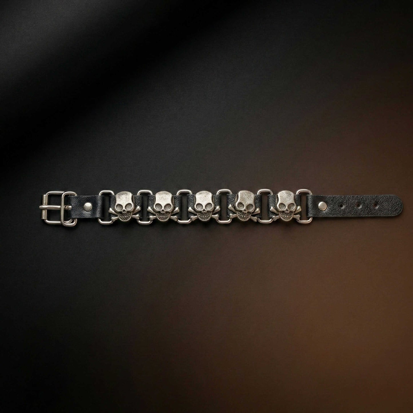 VIKING SKULL - 23 mm Genuine Leather Adjustable Bracelet for Men & Boys (8 to 9 inch) - THE MEN THING